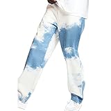 BIBOKAOKE Herren Jeans Tie Dye Printed Jeanshosen Baggy Hip Hop Denim Hose Neu Stretch Straight Jeanshose Breite Hose Biker Jeans Casual Chino Jeans Sweatpants Freizeit Karottenschnitt J