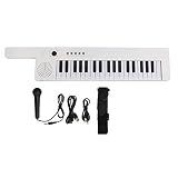 37 Schlüssel Mini Keytar, Tragbare Keyboard-Klaviergitarre Elektronische Orgel Tastatur Sonogenic Keytar mit Multifunktionstasten Drahtloser Keytar Ausbildung Musikinstrument für Anfänger(Weiß)