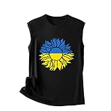 Damen-T-Shirt, ärmellos, Rundhalsausschnitt, T-Shirt, Bluse, lässig, modisch, lockeres Tanktop, Schwarz , M