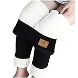 Orgrul Frauen Winter Leggins,Frauen Thermal Plüsch Lammfell Leggings Mit Hoher Taille,Hohe Flexibilität Warme und Weiche Leggins Hosen,Übergroße Slim Fit Leggings 269B (XL, Schwarz)