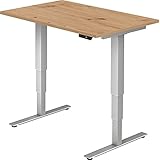 bümö® ergonomischer Schreibtisch elektrisch höhenverstellbar | elektrischer Bürotisch | höhenverstellbarer Büroschreibtisch mit Memoryfunktion in Asteiche | Rechteck: 120x80