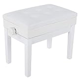 Ejoyous Pianobank Weiß-matt, Höhenverstellbare Klavierbank Keyboard Hocker Hochglanz Klavierhocker mit Ablagefach für Kinder und Erwachsene 56 x 34 x 45 cm(Weiß (Hellrosa))