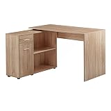 möbelando Design Eckschreibtisch mit Regal Sonoma 120 x 75,5 x 106,5 cm | Moderner Büro-Schreibtisch | Computer-Tisch Arbeitszimmer | Winkelschreibtisch Home O