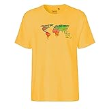 RaketeBerlin Herren T-Shirt | Motiv'Weltkarte Regenbogen' | FairTrade zertifiziert | 100% reinste Bio-Baumwolle und aus nachhaltiger Produktion | Größen S-3XL | casual |