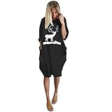 JYSDZSE Frauen Brief Drucken Baggy Blusenkleid Rundhals Langarm Casual T-Shirt Top Weihnachten Pullover Tops Plus Size, 3XL|D-Schwarz, Einheitsgröß