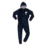 Peanuts Snoopy Damen Jumpsuit mit Kapuze Overall Onesie Pyjama Schlafanzug Blau (XL)