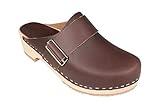 Lotta From Stockholm ELSA Classic Clogs aus Braunem Leder mit Schnalle-40