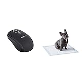 Amazon Basics – Kabellose Computer-Maus mit USB-Nano-Empfänger, Schwarz & Puppy Pads Trainingsunterlagen für Welpen, Standardgröße, 50 Stück