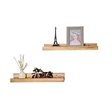 Wandregal 2er Set aus Holz für Bilder Fotorahmen und Bücher - Hängeregal für Deko Wohnzimmer Modern 43x10cm | Schweberegal mit Ablagen zur Dekoration Schlafzimmer Kinderzimmer | Fotoregal Wanddek