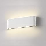 Wowatt LED Wandleuchte Innen Warmweiß 2800K Wandlampe Kinderzimmer Weiss 12W 30cm Moderne Deko Aluminium Flache Wohnzimmer Treppenhaus Lampe Schlafzimmer Wandlicht Gips Flurlampe Wandmontage 300