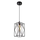 Aocase Hängeleuchte LED Pendelleuchte Wandlampe Vintage Flammig Retro Hängelampe mit E27 Fassung Schwarz 1m Verstellbare Pendellampe Schmiedeeisen für Esszimmer Schlafzimmer (Ohne Birne),B