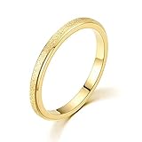 Aotiwe Breiter Edelstahlring, Schöne Geschenke für Freundin 2Mm Fingerring Frosted Gold 52 (16.6) für Partnerschaft Trauung