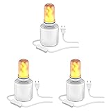 ledscom.de Tischlampe TIPO Porzellan rund weiß + E27 Flammenlampe, 3 Stk