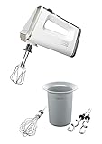 Krups Handmixer 3 Mix 9000 Deluxe GN9011 (500W, stufenlose Geschwindigkeiten mit langsamem Start + Turbotaste, ergonomischer Griff, Schneebesen & Knethaken aus Edelstahl, Messbecher inkl.) weiß