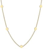 Happiness Boutique Damen Kleine Kreise Kette in Goldfarbe | Plättchen Kette Runde Anhänger Edelstahlschmuck