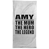Designsify Amy The Mum The Hero The Legend - Hand Towel 15x30 Zoll Weiche Handtuch Kür Kochen - Geschenk zum Geburtstag Jahrestag Weihnachten Valentinstag