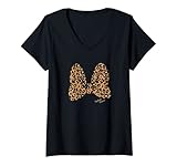 Damen Disney Minnie Mouse Leopard Print Bow T-Shirt mit V