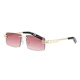HAIGAFEW Sonnenbrille Augenschutz Damen Rechteck Sonnenbrille Herren Farbverlauf Shades Randlose Sonnenbrille Für Frauen-Dunk