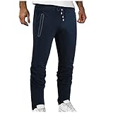 Jogginghose Herren Klassisch Schwarz/Grau Sweatpants in Baumwolle Lange Sporthose mit Reißverschluss Taschen Straight Fit Freizeithose Regular Fitness Jogger Laufen Trainingshose Track Trousers Broek