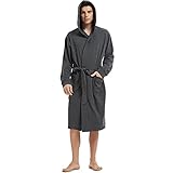Herren-Bademantel aus Baumwolle, leicht, gestrickt, mit Kapuze - Grau - XXL/3XL