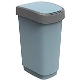Rotho Twist Mülleimer 50l mit Deckel, Kunststoff (PP recycelt) BPA-frei, blau, 50l (40,1 x 29,8 x 60,2 cm)