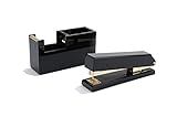 Dany Marcus Büroaccessoires Schwarz Gold (Set Heftgerät + Klebebandabroller Schwarz Gold)