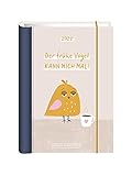 Terminplaner Hardcover - Der frühe Vogel A6 - Taschenkalender 2022 - Grafik Werkstatt - Buchkalender mit Verschlussgummi und Postkarten - 1 Woche auf 2 Seiten - 11 cm x 15,5