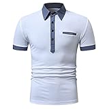 Poloshirt Herren Sommer Leicht Atmungsaktiv Tops Herren Mode Spleißen Knopfleiste Sportshirt Herren Work Lässig Golf All-Match Komfortabel T-Shirt H