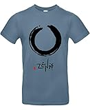 Smilo & Bron Herren T-Shirt mit Motiv Weg des Zen Bedruckt Blau Stone Blue XXL