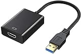 USB zu HDMI Adapter, USB 3.0/2.0 zu HDMI Adapter, Full HD 1080P Video und Audio Multi Monitor Grafikkabel Konverter für PC Laptop Projektor HDTV Kompatibel mit Windows XP 7/8 / 8.1/10