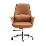 Boss Chair Leather Home Computer Chair Office Chair Modern Minimalist Ergonomic Chair Lift Swivel Chair (Color : Cowhide-Brown Short)