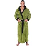 Luxuriöser Herren-Bademantel aus Baumwoll-Frottee, luxuriös und super weich, Größe für Jungen und Mädchen, perfekt für Dusche, Spa, Hotel, Urlaub, grün, L