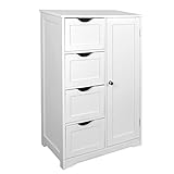 EUGAD Badschrank Hochschrank Badezimmerschrank Badkommode Badregal Nachttisch Nachtkommode Eckschrank Eckkommode Medizinschrank Holz weiß 56x30x81