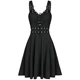 MRULIC Ärmelloses Damen Camisole Minikleid Steampunk Kleider Neckholder Corsage Kostüm mit asymmetrischer Spitzenrock und Bluse für Karneval Fasching Hallow