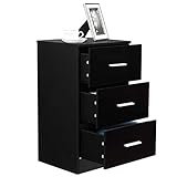 DREAMADE Aktenschrank mit 3 Schubladen, Büroschrank, 37,1x34,2x66,5cm, Schubladenschrank, Nachttisch, Universalschrank, Nachtschrank, Schwarz (1 Schrank)