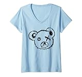 Damen Teddy Shirt Anime T-Shirt Teddybär süßer Bär Damen Herren T-Shirt mit V