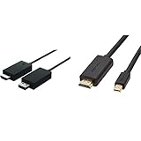 Microsoft Wireless Display Adapter (2. Version, Adapter zur kabellosen Bildschirmübertragung) & Amazon Basics Verbindungskabel, Mini-DisplayPort auf HDMI, 1,83