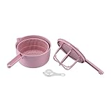 QIRG Gemüseabtropfschale, Salatschleudersteuerung leicht Obsttrockner mit langem Griff für Zuhause für Gemüse für Obst für die Küche(Rosa)