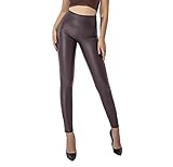 SOGNO D'ORO Damen Kunstleder Leggings High Waist Leggings Hose Strumpfhosen Treggins Leggins Kunstleder Leggings Leder Look hü