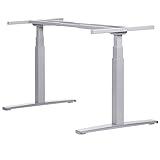 boho office® Basic Line - elektrisch stufenlos höhenverstellbarer Schreibtisch in Silber mit Memory-Funktion sowie einstellbaren Kollisionsschutz und Soft-Start/Stop