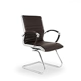 VERSEE Design Besucherstuhl Montreal - Echt-Leder - braun - Konferenzstuhl, Freischwinger, Schwingstuhl, Meetingstuhl, Besprechungsstuhl, Bürostuhl, mit Armlehnen, 150 kg belastbark