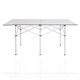 Tragbar Klapptisch, Aluminium Campingtisch mit Tasche, Gartentisch Höhenverstellbar, Balkontisch Reisetisch für Camping Picknick Andern Reisen 140x70x70