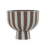 OYOY Living Toppu Bowl - Deko Schale Vase Gestreift aus Keramik - Ø15 x H13 cm (Dusty Blue)