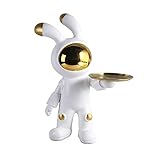 MERIGLARE Space Rabbit Statue Schreibtisch Diverses Container Kaninchen Skulptur Schlüssel Schmuck Münzhalter Moderne Zimmer Tischdekoration - G