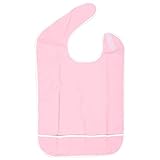 Lätzchen für Erwachsene, wasserfest, ölabweisend, mit Klettverschluss am Hals, wiederverwendbar, waschbar und waschbar für Senioren (Pink-45 * 65)