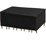 Abdeckung für Gartenmöbel, Gartentisch Abdeckung Wasserdicht Abdeckhaube Schutzhülle Abdeckplane für Gartenmöbel 420D Oxford für Sitzgarnituren Gartentische und Möbelsets 270x150x95