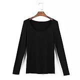 Langarmshirts Für Damen, T-Shirt Blusen Tunika Rundhals Elastische Oberteile,Weich Und Bequem Warmhalten,Kein Ball Kein Ausbleichen,Schwarz,6XL