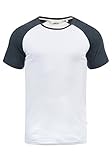 !Solid Bastian Herren T-Shirt Kurzarm Shirt Mit Rundhalsausschnitt, Größe:L, Farbe:White Blue Melange (B0001)