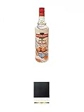 Rushkinoff Vodka & Caramel 1,0 Liter + Schiefer Glasuntersetzer eckig ca. 9,5 cm D