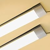 LED Lichtleiste, Integrierte Leuchtröhre 60cm 17W Neutralweiß 4000K Wand Deckenhalterung für Garage Küche Büro Keller Shop Keller Lager Schuppen (2 Sets)